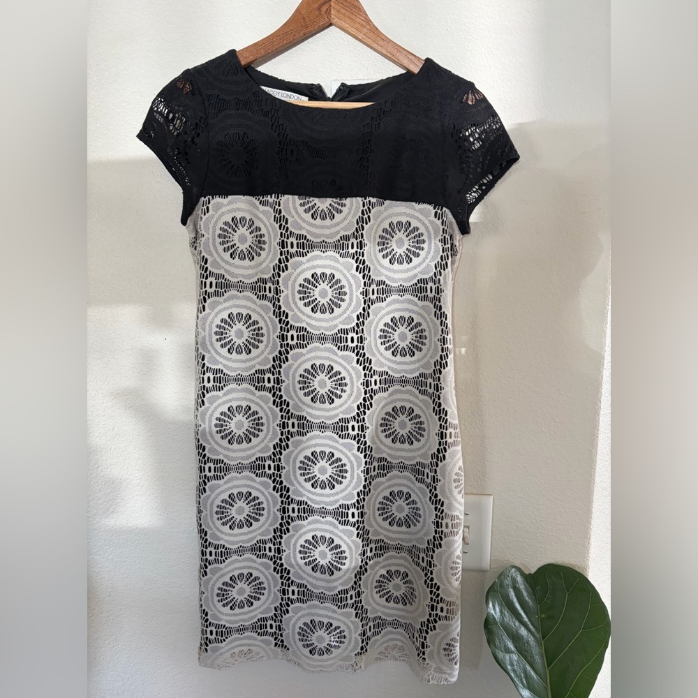 Maggy London Black and White Lace Mini Dress